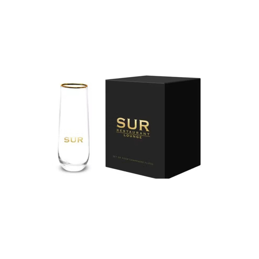 SUR Restaurant Lounge Champagne Glasses Vanderpump Rules 4pc Set Real Housewives